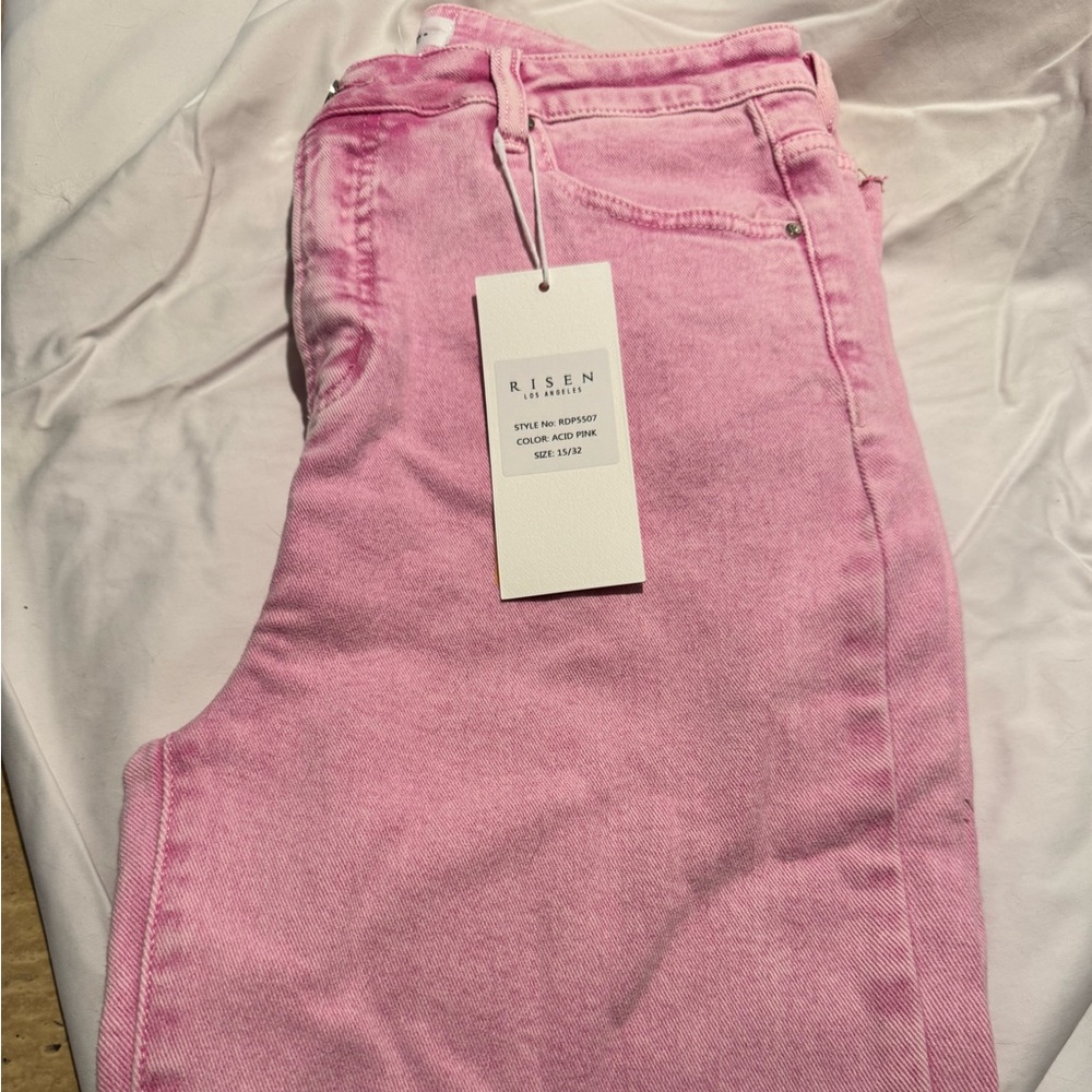 Risen Women's High Rise Pink Denim Jeans